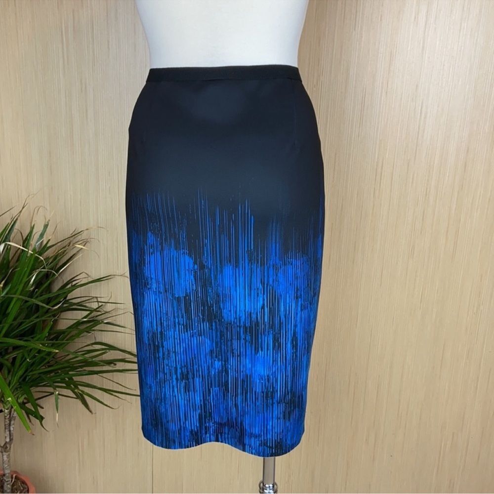 T Tahari Blue Pencil Skirt Knee-Length Work